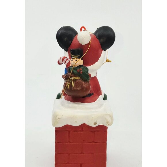 Vtg Mickey Mouse Christmas Ornament Santa On Chimney 4 Inches - Picture 3 of 5